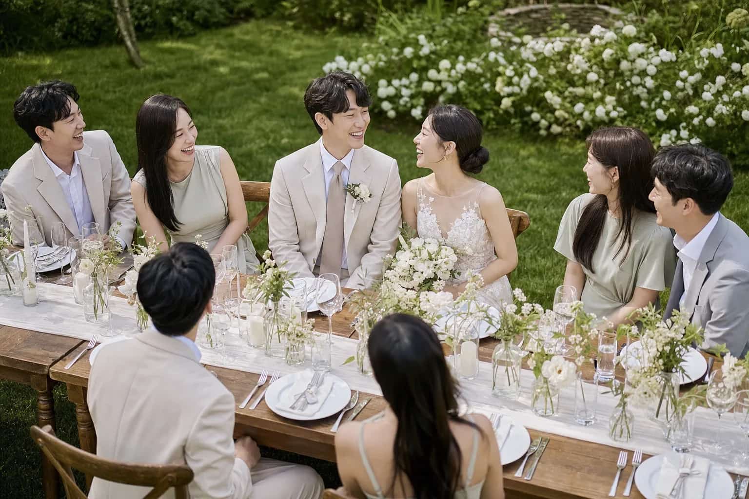 웃음과 햇살을 자연스럽게 모아요 — 웨딩사진 1